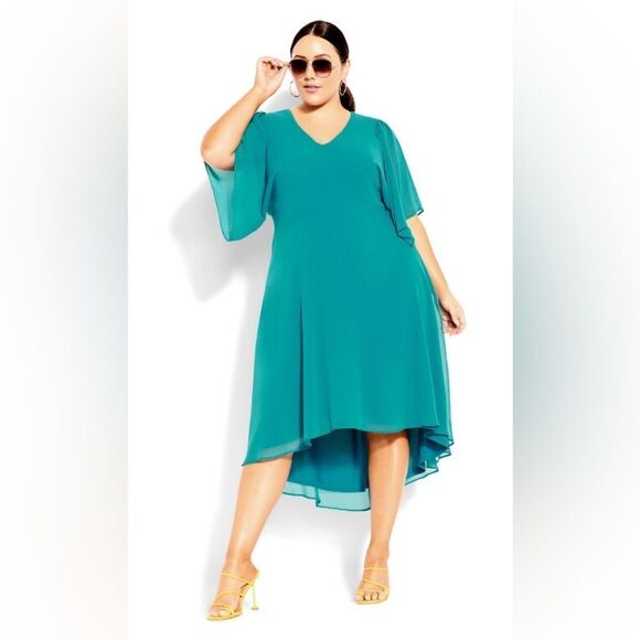 City Chic Adore Dress - ocean Size L/20 - Picture 1 of 15